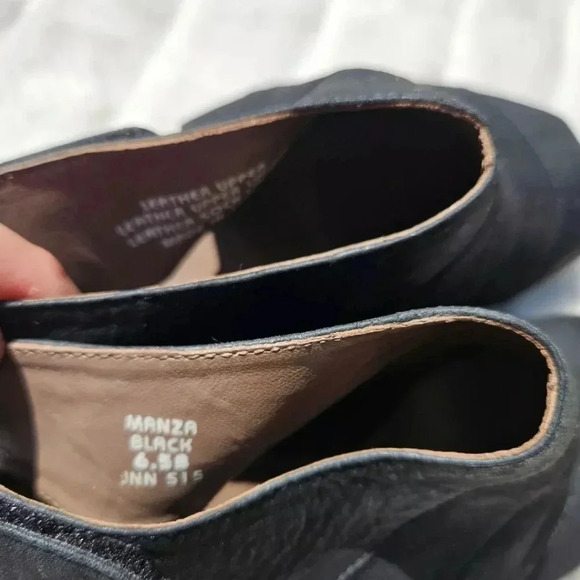 Earthies Manza Black Wedge Peep Toe Comfort Arch Support Sandals Wmn’s 6.5 - Picture 3 of 4